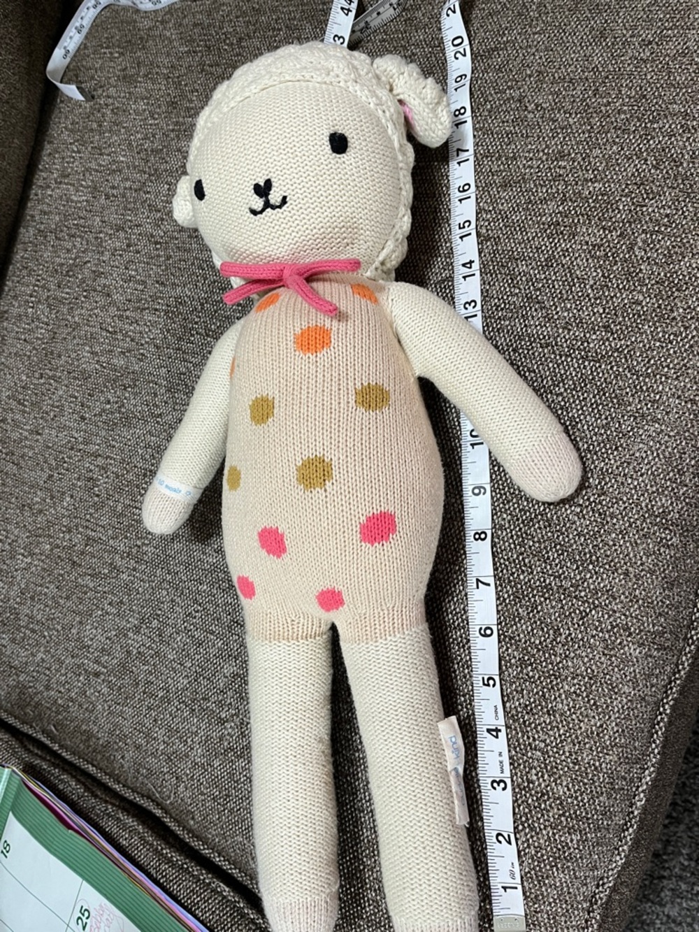 Cuddle + Kind LUCY THE LAMB stuffed doll polka dot dress 19” - Picture 9 of 9